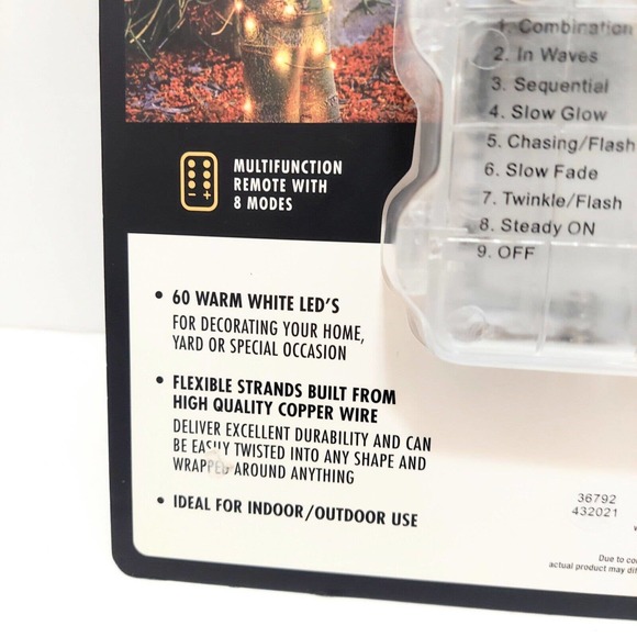 Copper Wire Lights Warm White 20.2 Ft 60 LED 8 Modes Home Yard School Office - Picture 5 of 7